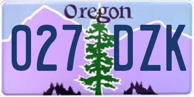 OR license plate 027DZK