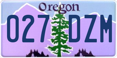 OR license plate 027DZM