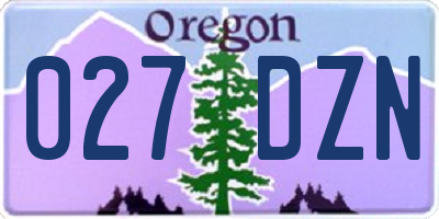 OR license plate 027DZN