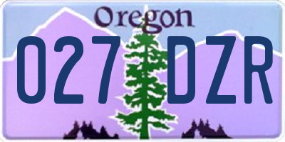 OR license plate 027DZR
