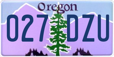 OR license plate 027DZU