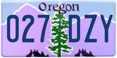 OR license plate 027DZY