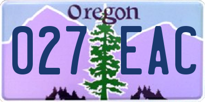 OR license plate 027EAC