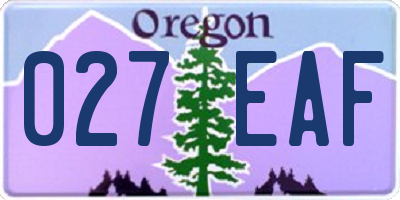 OR license plate 027EAF