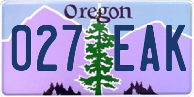 OR license plate 027EAK