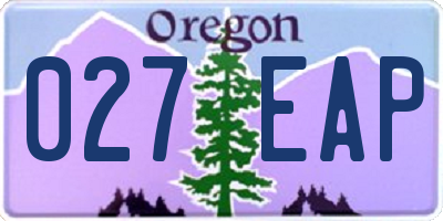 OR license plate 027EAP
