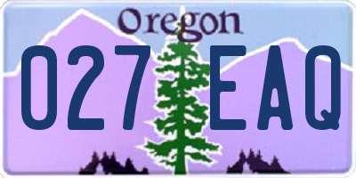 OR license plate 027EAQ