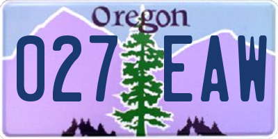 OR license plate 027EAW