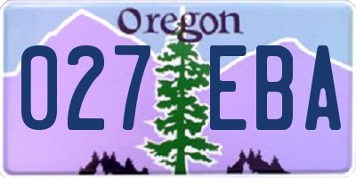 OR license plate 027EBA
