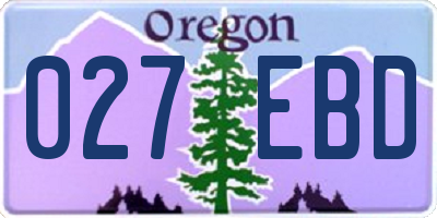 OR license plate 027EBD