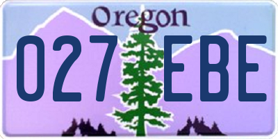 OR license plate 027EBE