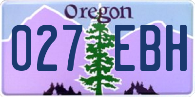 OR license plate 027EBH