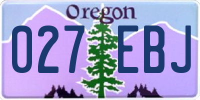 OR license plate 027EBJ