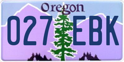 OR license plate 027EBK