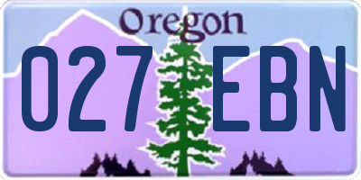 OR license plate 027EBN