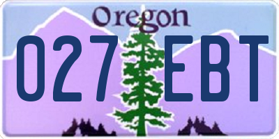 OR license plate 027EBT