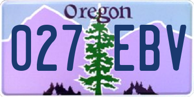 OR license plate 027EBV