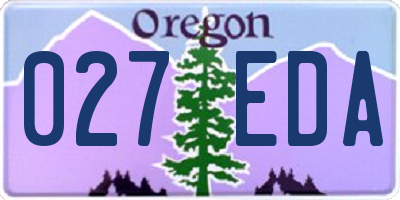 OR license plate 027EDA