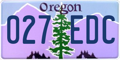 OR license plate 027EDC