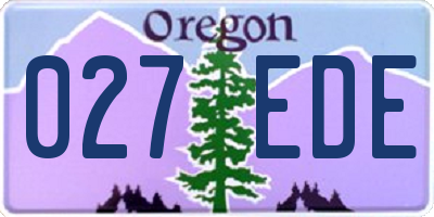 OR license plate 027EDE