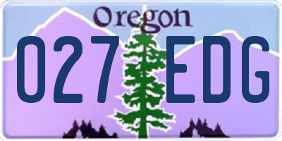 OR license plate 027EDG