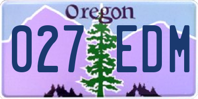 OR license plate 027EDM