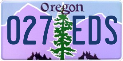 OR license plate 027EDS