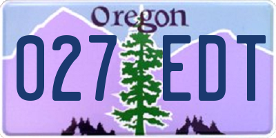 OR license plate 027EDT