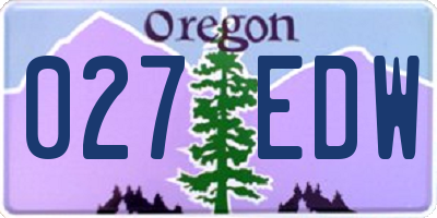 OR license plate 027EDW
