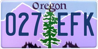 OR license plate 027EFK