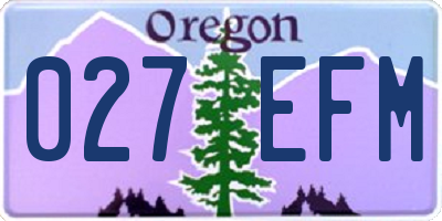 OR license plate 027EFM