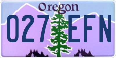 OR license plate 027EFN
