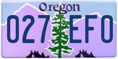 OR license plate 027EFO