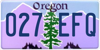 OR license plate 027EFQ