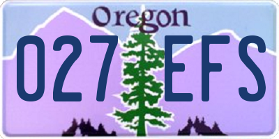 OR license plate 027EFS