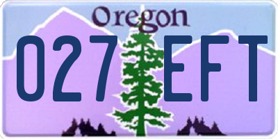 OR license plate 027EFT