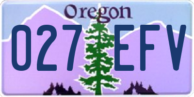 OR license plate 027EFV