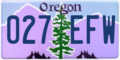 OR license plate 027EFW