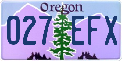 OR license plate 027EFX