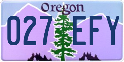 OR license plate 027EFY