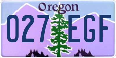 OR license plate 027EGF