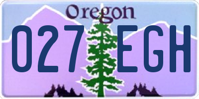 OR license plate 027EGH