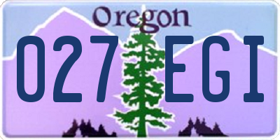 OR license plate 027EGI