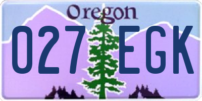 OR license plate 027EGK