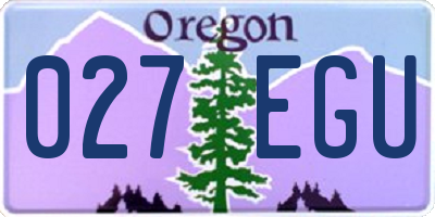 OR license plate 027EGU