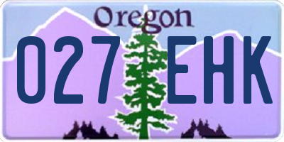 OR license plate 027EHK