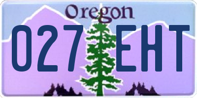 OR license plate 027EHT