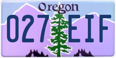 OR license plate 027EIF