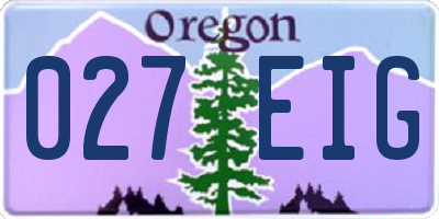 OR license plate 027EIG