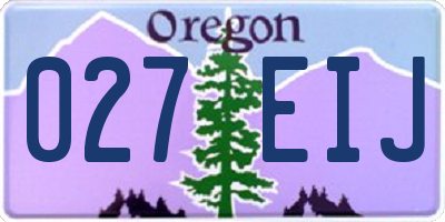 OR license plate 027EIJ